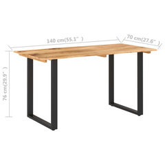 Solid Acacia Wood Dining Table 140x70x76 cm - Industrial & Rustic Style