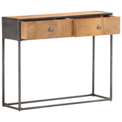 Console Table - Stylish Solid Reclaimed Wood, 90x30x75 cm, with 2 Spacious Drawers and Unique Vintage Design