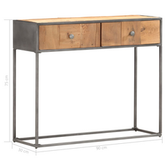 Console Table - Stylish Solid Reclaimed Wood, 90x30x75 cm, with 2 Spacious Drawers and Unique Vintage Design