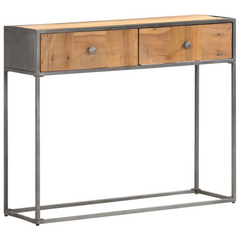 Console Table - Stylish Solid Reclaimed Wood, 90x30x75 cm, with 2 Spacious Drawers and Unique Vintage Design