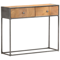 Console Table - Stylish Solid Reclaimed Wood, 90x30x75 cm, with 2 Spacious Drawers and Unique Vintage Design