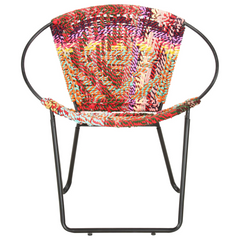 Comfortable Multicolours Chindi Fabric Circle Chair | Handwoven & Ergonomic Design