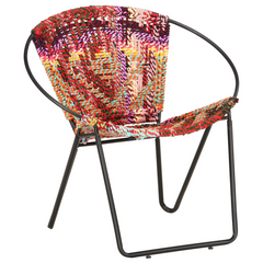 Comfortable Multicolours Chindi Fabric Circle Chair | Handwoven & Ergonomic Design