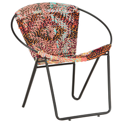 Comfortable Multicolours Chindi Fabric Circle Chair | Handwoven & Ergonomic Design