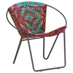 Comfortable Multicolours Chindi Fabric Circle Chair | Handwoven & Ergonomic Design