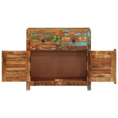 Rustic Sideboard 70x30x68 cm - Solid Reclaimed Wood Storage Cabinet with 2 Drawers & 2 Doors