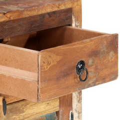 Rustic Sideboard 70x30x68 cm - Solid Reclaimed Wood Storage Cabinet with 2 Drawers & 2 Doors