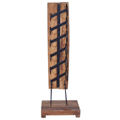 Wine Rack for 6 Bottles - Solid Teak Wood - Vintage Style