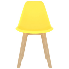 Set of 4 Yellow Dining Chairs - Modern Plastic with Beechwood Legs