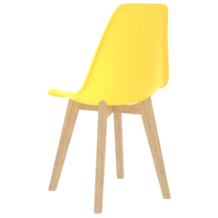 Set of 4 Yellow Dining Chairs - Modern Plastic with Beechwood Legs