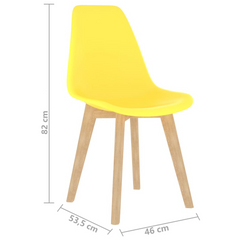 Set of 4 Yellow Dining Chairs - Modern Plastic with Beechwood Legs