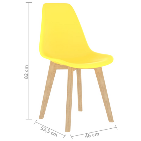 Set of 6 Yellow Plastic Dining Chairs with Beechwood Legs – Contemporary and Ergonomic Design