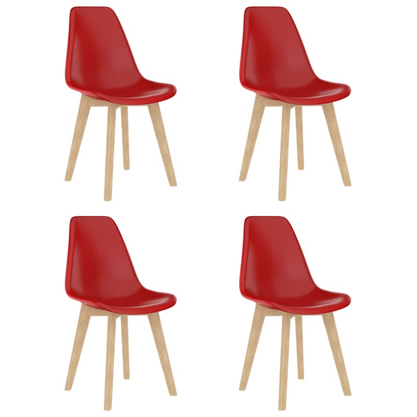 Set of 4 Red Dining Chairs - Modern Design with Ergonomic Comfort & Sturdy Beechwood Legs