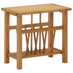 Solid Oak Wood Magazine Table with Shelf - 45x27x42 cm | Rustic Charm for Your Home Decor