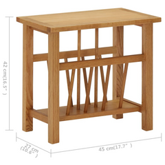 Solid Oak Wood Magazine Table with Shelf - 45x27x42 cm | Rustic Charm for Your Home Decor