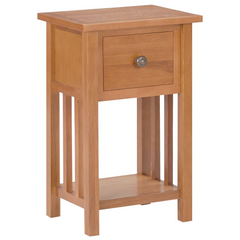 Solid Oak Wood Magazine Table with Drawer - 35x27x55 cm - Compact & Stylish