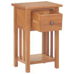 Solid Oak Wood Magazine Table with Drawer - 35x27x55 cm - Compact & Stylish