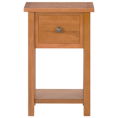 Solid Oak Wood Magazine Table with Drawer - 35x27x55 cm - Compact & Stylish