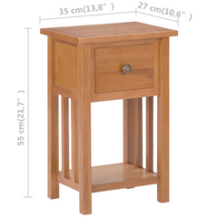 Solid Oak Wood Magazine Table with Drawer - 35x27x55 cm - Compact & Stylish