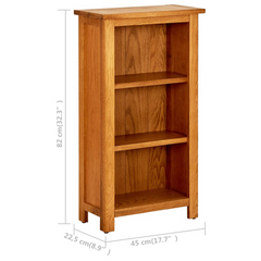 Solid Oak Wood Bookcase with 3 Shelves, 45x22.5x82 cm - Elegant and Durable Storage Solution