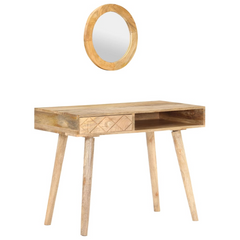 Solid Mango Wood Dressing Table - 100x50x76 cm with Mirror - Elegant and Durable Makeup Desk for Bedroom