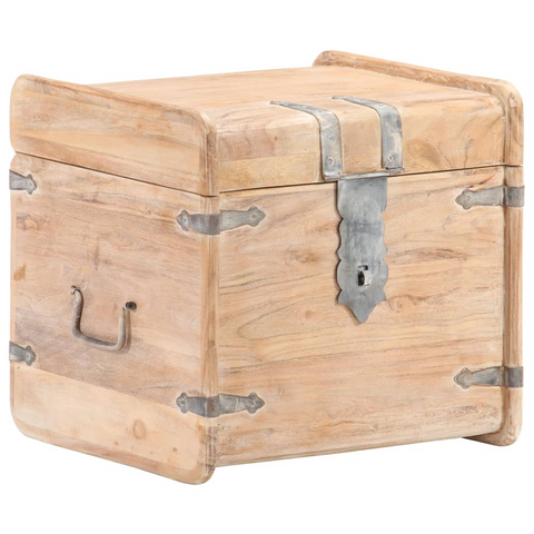 Solid Acacia Wood Chest 40x40x40 cm | Rustic Storage Box with Handles & Lockable Latch