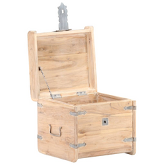 Solid Acacia Wood Chest 40x40x40 cm | Rustic Storage Box with Handles & Lockable Latch