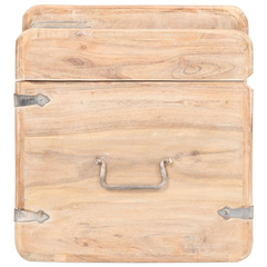 Solid Acacia Wood Chest 40x40x40 cm | Rustic Storage Box with Handles & Lockable Latch