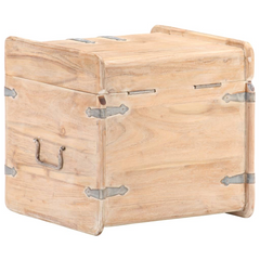 Solid Acacia Wood Chest 40x40x40 cm | Rustic Storage Box with Handles & Lockable Latch