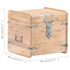 Solid Acacia Wood Chest 40x40x40 cm | Rustic Storage Box with Handles & Lockable Latch