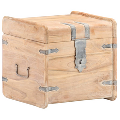 Solid Acacia Wood Chest 40x40x40 cm | Rustic Storage Box with Handles & Lockable Latch