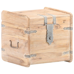 Solid Acacia Wood Chest 40x40x40 cm | Rustic Storage Box with Handles & Lockable Latch