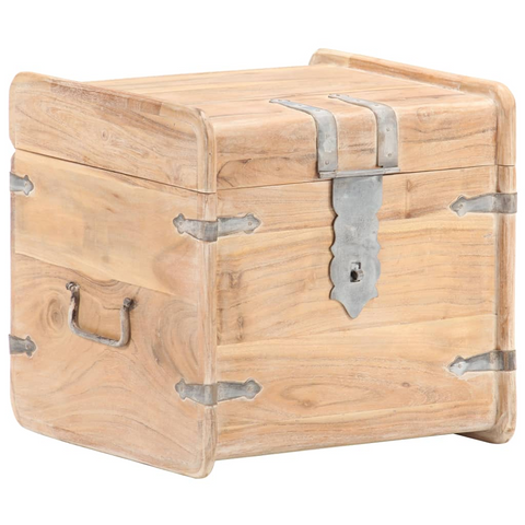 Solid Acacia Wood Chest 40x40x40 cm | Rustic Storage Box with Handles & Lockable Latch