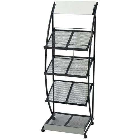 Stylish Magazine Rack - 47x40x134 cm, Black & White, A4 Size Display Stand with 4 Shelves