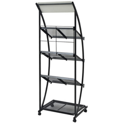 Stylish Magazine Rack - 47x40x134 cm, Black & White, A4 Size Display Stand with 4 Shelves