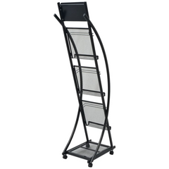 Black Magazine Rack with 3 Shelves - Modern A4 Brochure and Book Display Stand