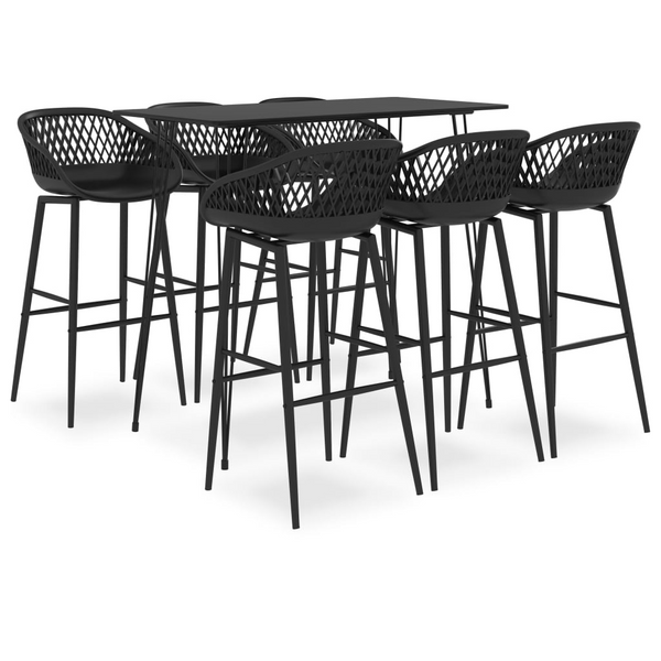 7 Piece Modern Bar Set - Sleek Black Design for Indoor & Outdoor Spaces