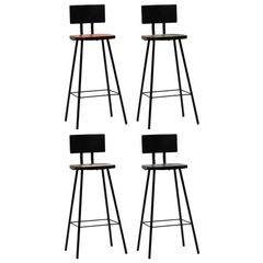 5 Piece Black Bar Set - Modern Reclaimed Wood and Metal Bar Table & Stools