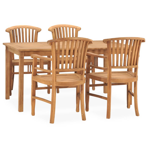 5 Piece Garden Dining Set in Solid Teak Wood - Durable, Elegant Outdoor Furniture