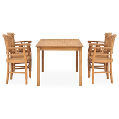 5 Piece Garden Dining Set in Solid Teak Wood - Durable, Elegant Outdoor Furniture