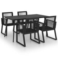 5 Piece Outdoor Dining Set PVC Rattan Black - Stylish Design, Weather-Resistant, Durable Steel Frame