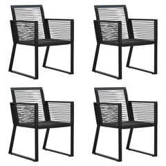 5 Piece Outdoor Dining Set PVC Rattan Black - Stylish Design, Weather-Resistant, Durable Steel Frame