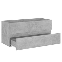 Concrete Grey Sink Cabinet with Built-in Basin, Durable Engineered Wood & Sleek Ceramic Basin, Modern Bathroom Storage Solution