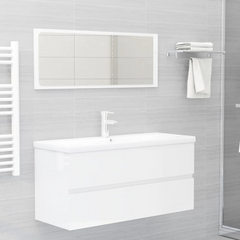 Sink Cabinet with Built-in Basin – High Gloss White, Engineered Wood, Ample Storage, Modern Design