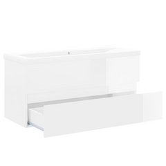 Sink Cabinet with Built-in Basin – High Gloss White, Engineered Wood, Ample Storage, Modern Design