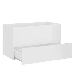 High Gloss White Sink Cabinet with Built-in Ceramic Basin - Modern Engineered Wood Bathroom Vanity