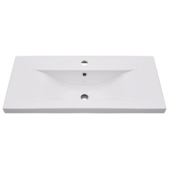 High Gloss White Sink Cabinet with Built-in Ceramic Basin - Modern Engineered Wood Bathroom Vanity