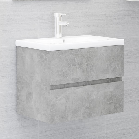 Sink Cabinet with Built-in Basin Concrete Grey – Modern Engineered Wood Bathroom Storage Solution