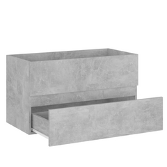 Concrete Grey Engineered Wood Sink Cabinet with Built-in Ceramic Basin - Modern Bathroom Storage Solution