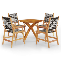 5 Piece Garden Dining Set - Solid Wood Acacia